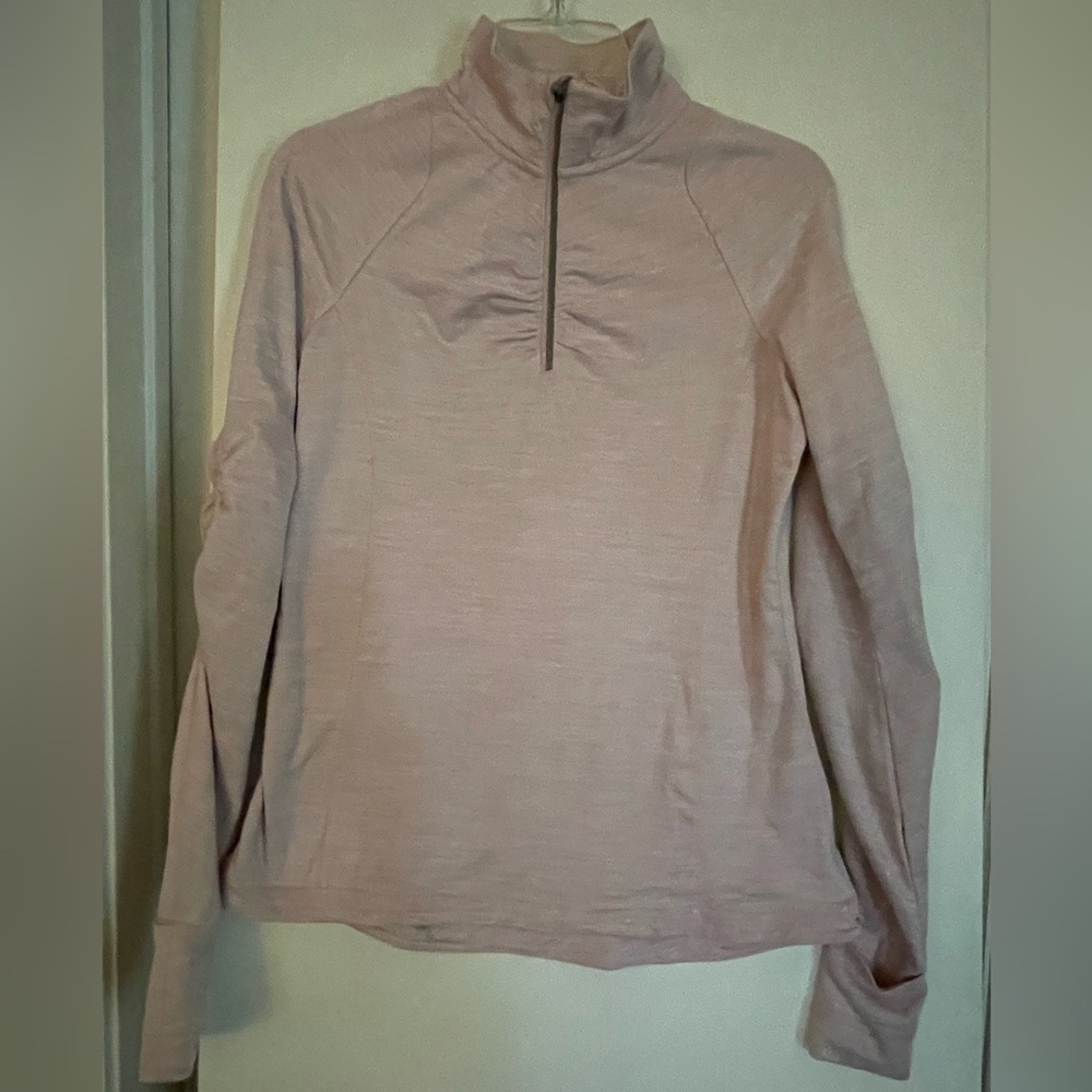 Mondetta Sport Golf Long Sleeve Zip Turtleneck Athletic Top Pale Pink Mauve nwot